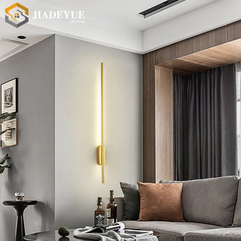 Afralia™ Modern Golden LED Wall Lamp for Home Decor, Bedroom, Living Room & Sofa Background