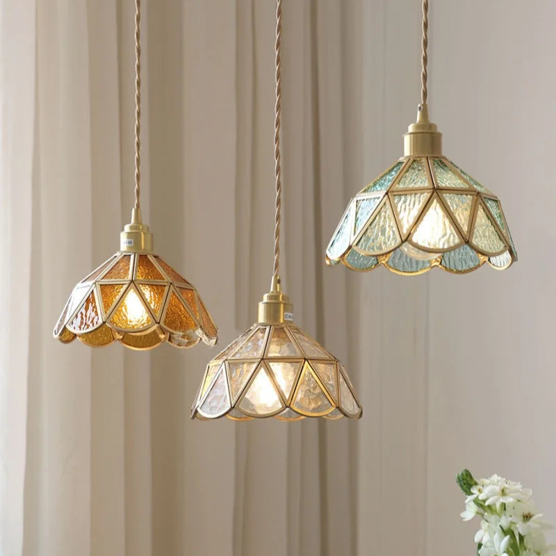 Afralia™ Nordic LED Pendant Light Glass Kitchen Dining Room Copper Hanging Lamp
