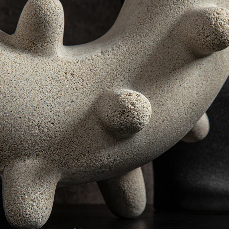 Afralia™ Geometric Cactus Resin Sculpture Home Decor - Circular Arc Handicraft Ornament