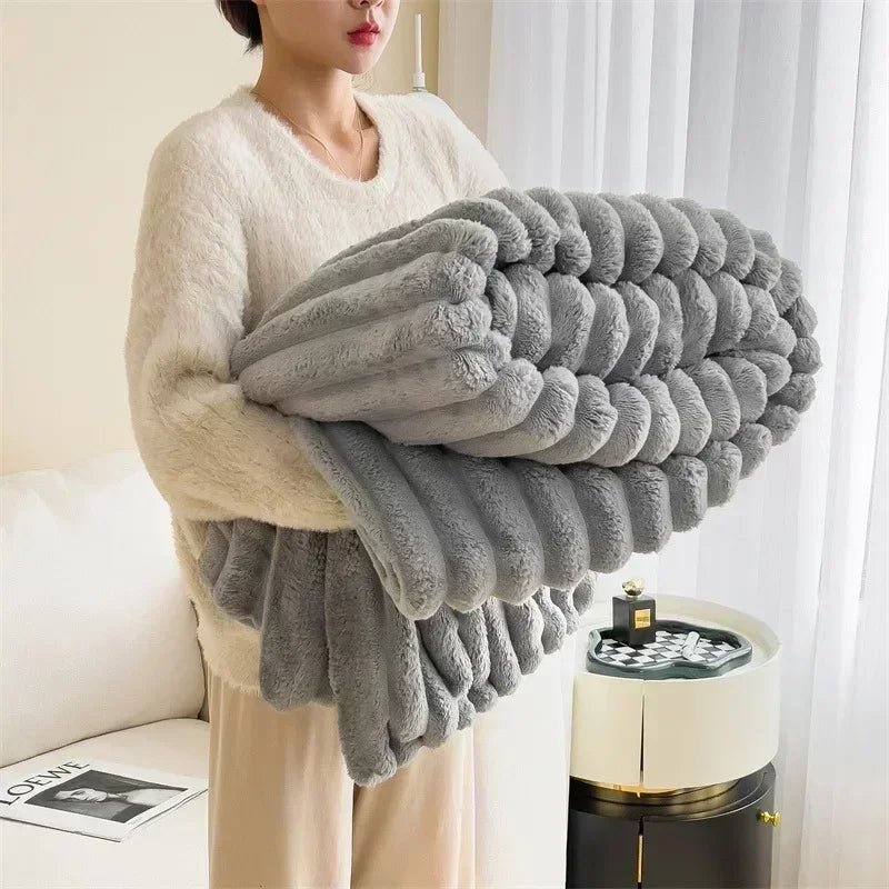 Afralia™ Velvet Rabbit Throw Blanket & Pillowcase Set: Soft, Fluffy, Warm Autumn Bedding