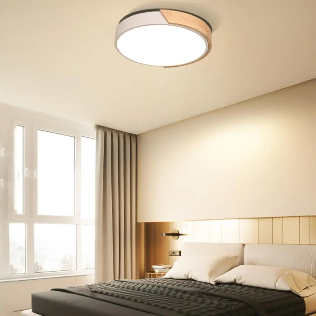 Afralia™ Nordic Wood Led Ceiling Light for Living Room Bedroom, Modern Indoor Decor Lighting