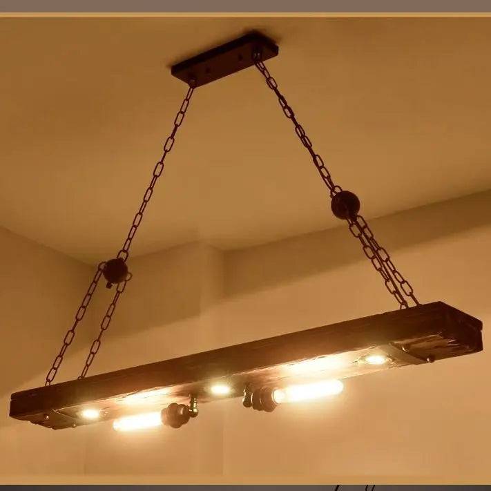 Afralia™ Retro Industrial Vintage Wood Chandelier for Coffee Restaurant Bar Spotlights