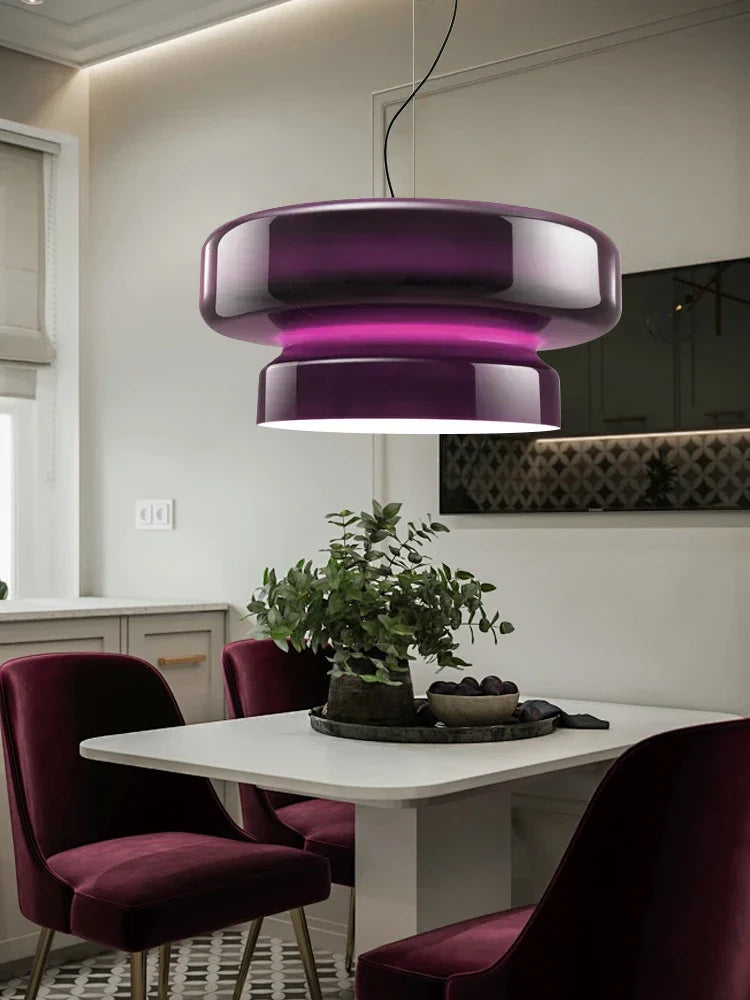 Afralia™ Amber Green Glass Pendant Light Modern Round Dining Table Decor