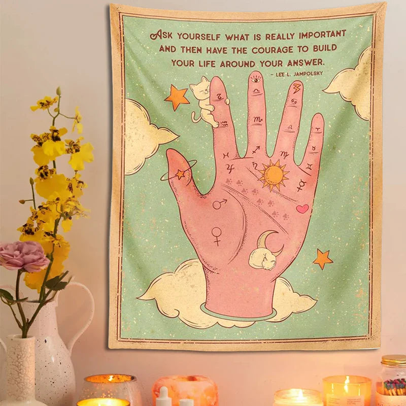 Afralia™ Tarot Palmistry Tapestry Cat Sun Moon Witchcraft Bohemian Hippie Home Decor