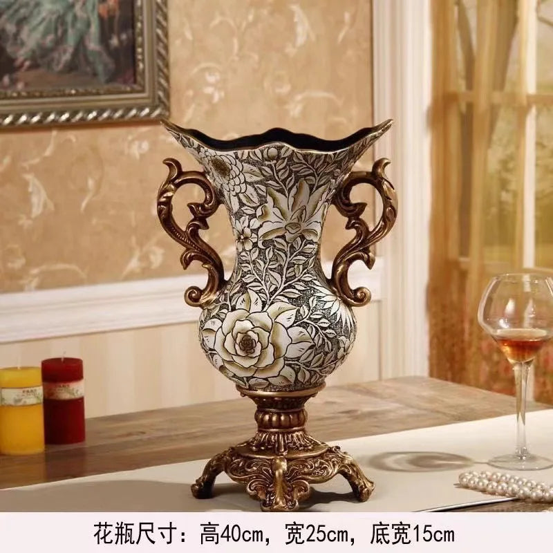 Afralia Resin Vase Dried Flowers Arrangement for Living Room Decor