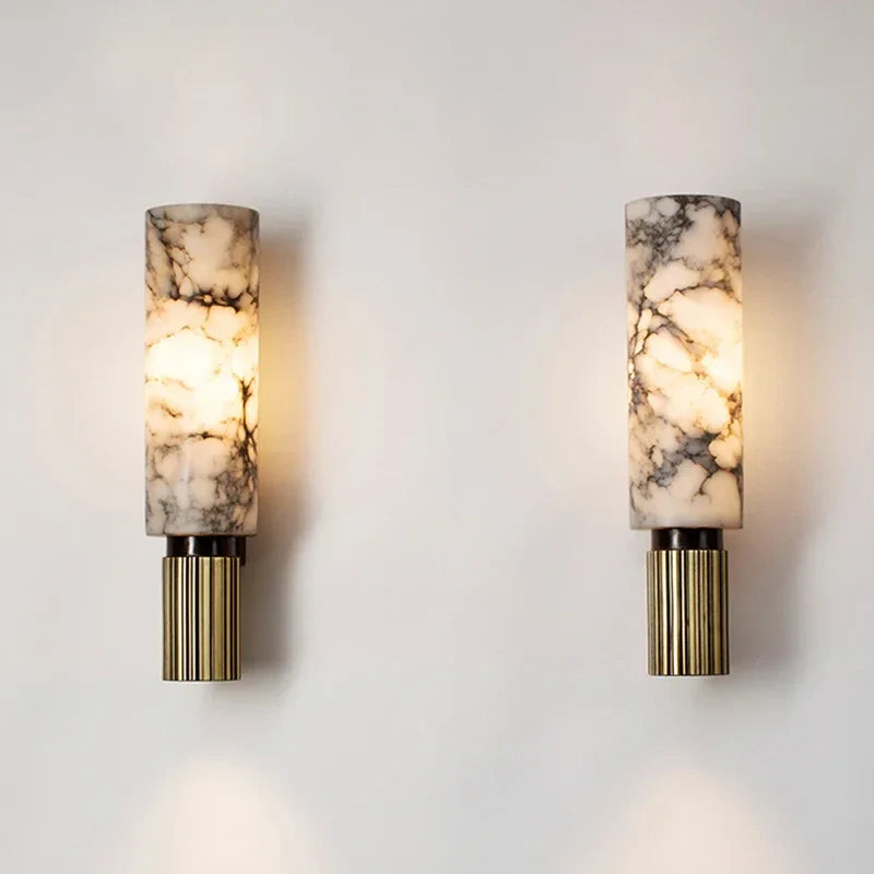 Afralia™ Copper Alabaster Wall Lamp: Post-Modern High-End Bedroom Lighting