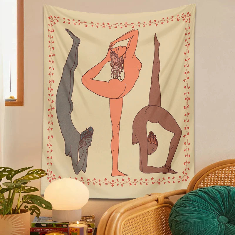 Afralia™ Yoga Girl Tapestry: Psychedelic Wall Art for Boho Decor and Meditation