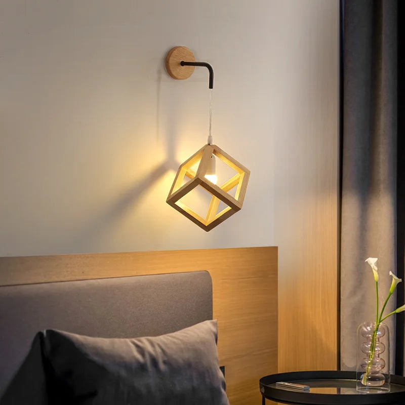 Afralia™ Cube LED Wall Lights | Modern Nordic Wood Design for Home Decor