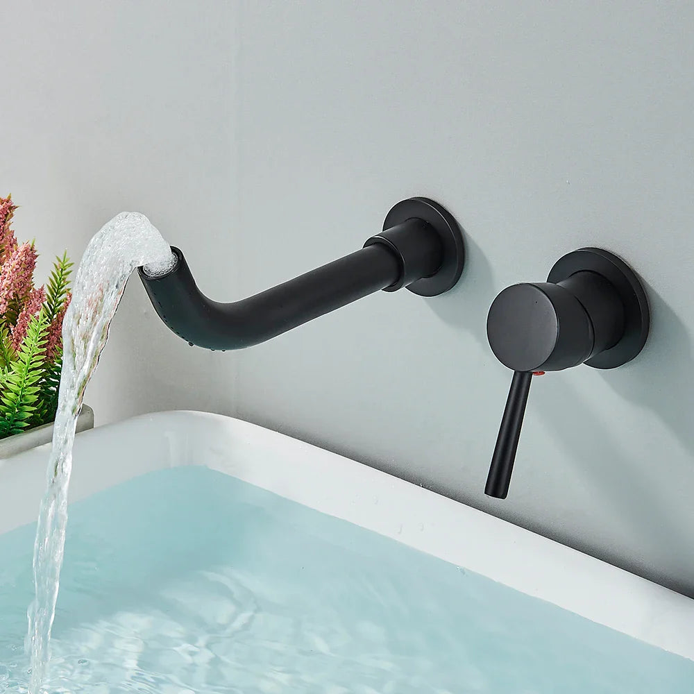 Afralia™ Wall Mounted Basin Faucet with Swivel Spout - Hot Cold Mixer Tap