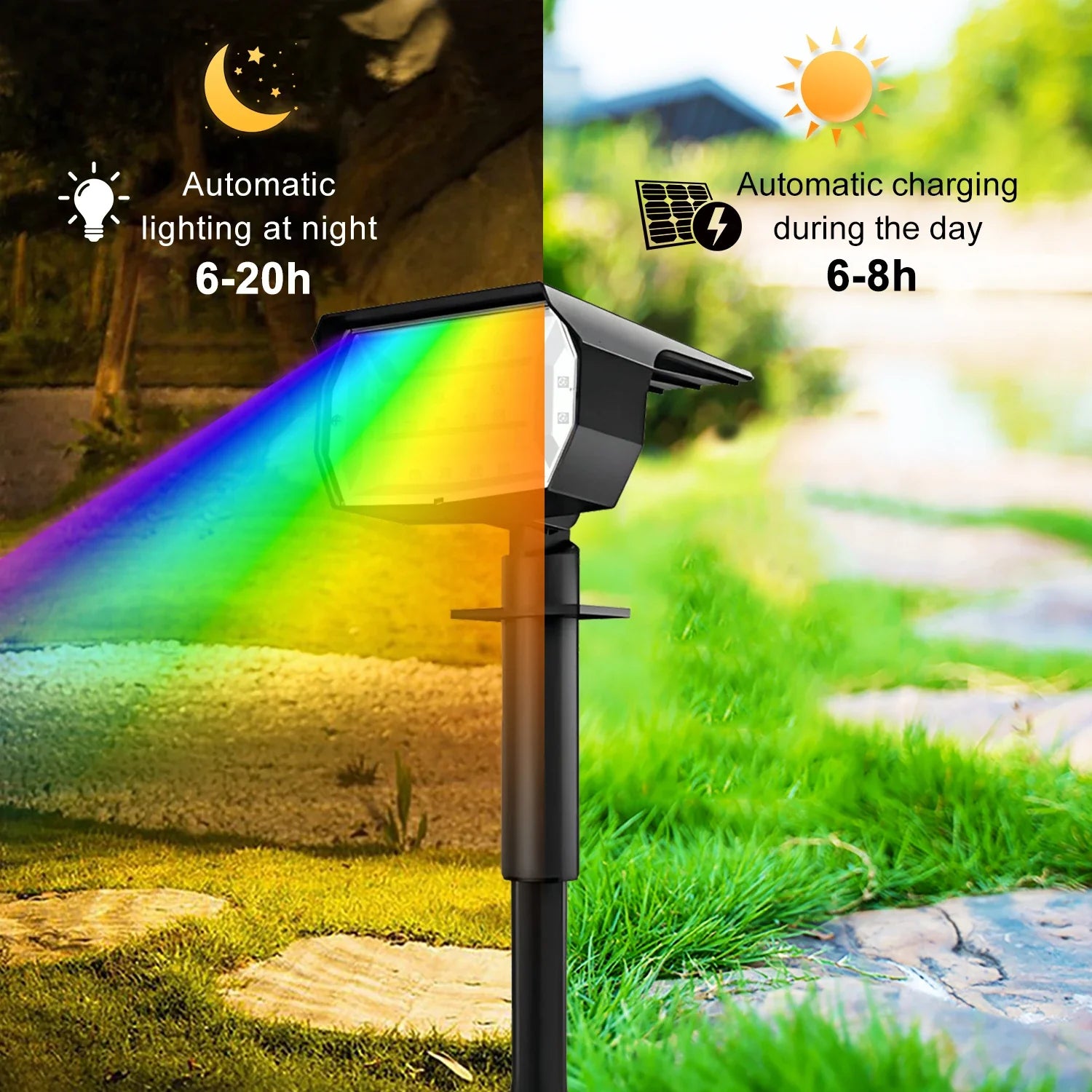 Afralia™ Solar RGB Landscape Spotlights: Color Changing Wireless Waterproof Wall Lamp