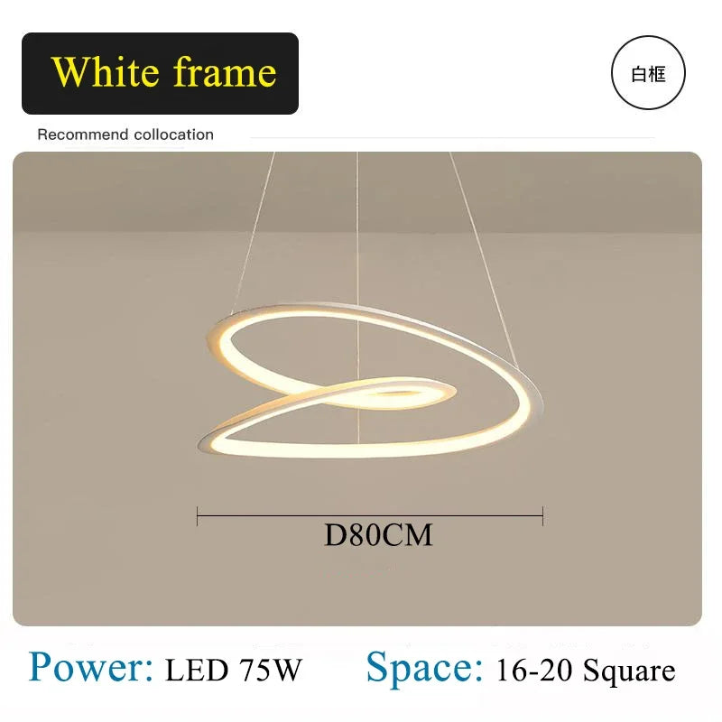 Afralia™ White LED Round Chandelier Modern Pendant Lamp for Living Dining Bedroom