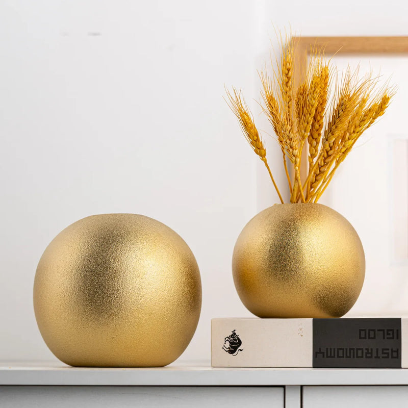 Afralia™ Geometric Gold & Silver Vase for Chic Flower Arrangements & Home Decor