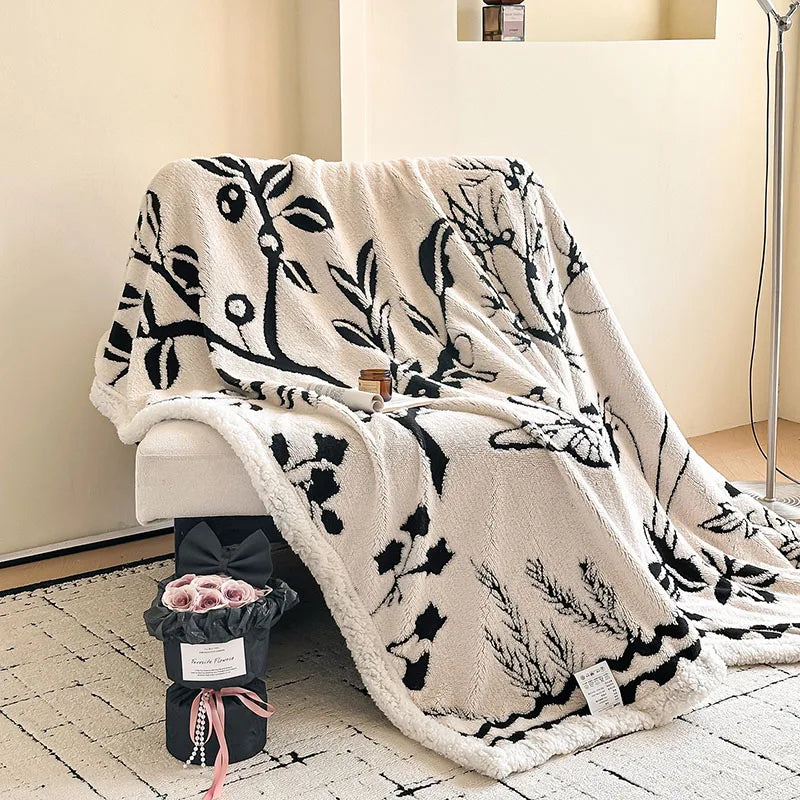 Afralia™ Double-Layer Jacquard Lamb Wool Blanket - Cozy Sofa Throw for Winter Home Comfort