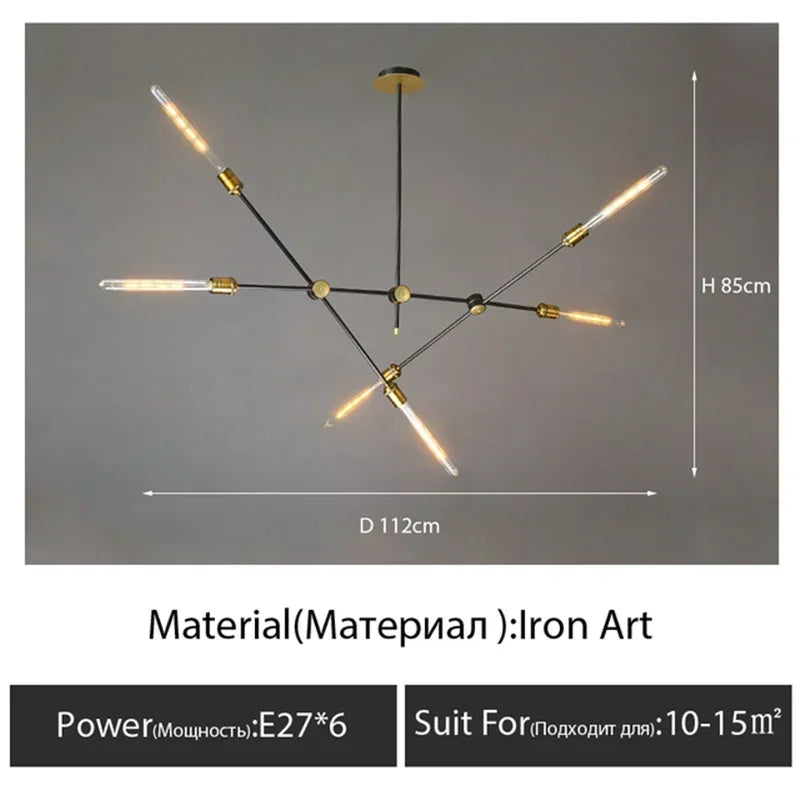 Afralia™ Retro Industrial Chandelier for Restaurant Living Room Bar Cafe Lighting