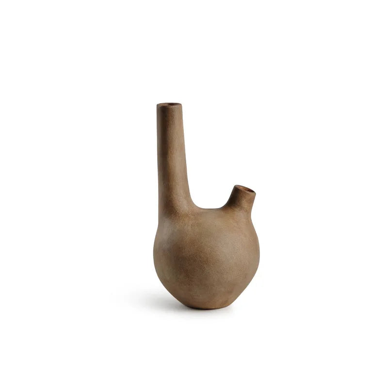 Afralia™ Geometric Stoneware Vase Vintage Art Craft Home Decor Ornaments