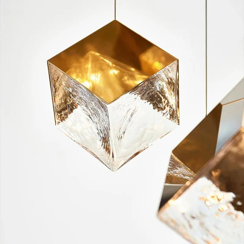 Afralia™ Modern Glass Ice Cube LED Chandelier for Kitchen Living Room Lighting