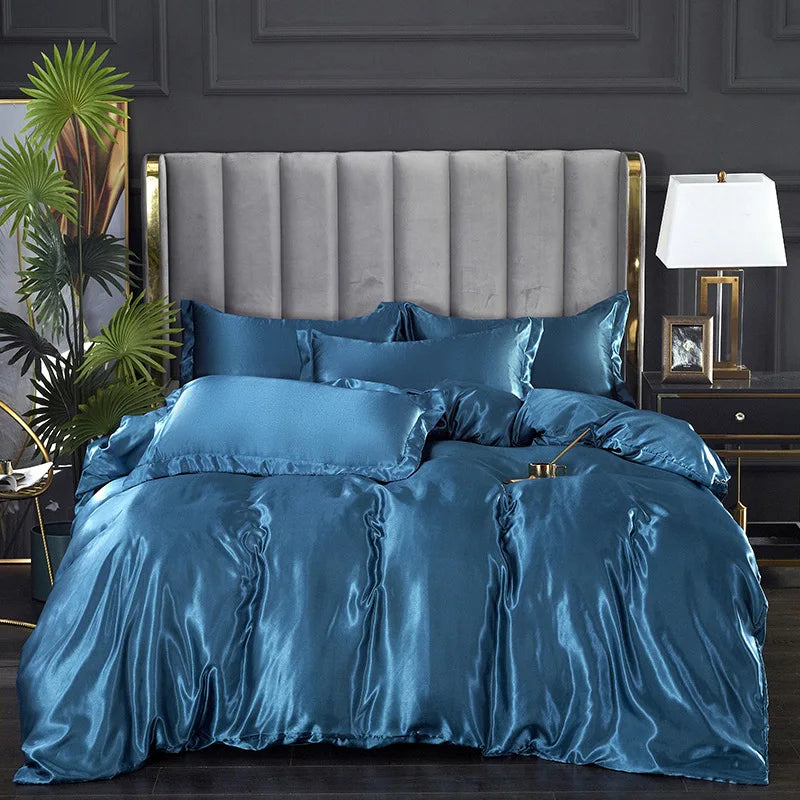Afralia™ Silky Ice Solid Color Bedding Set for Cool Summer Sleep