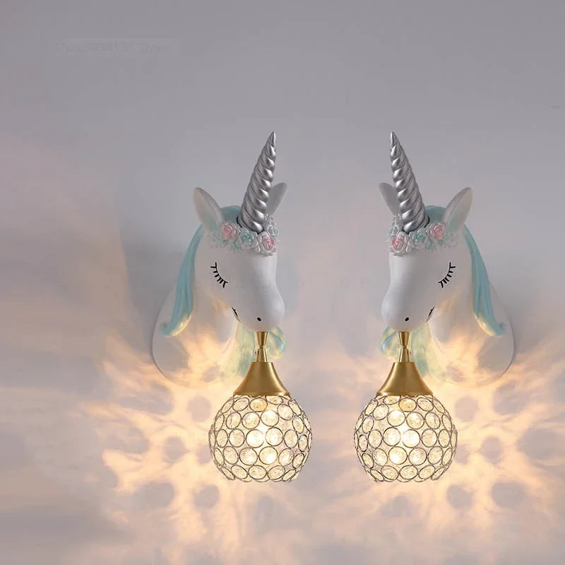 Afralia™ Nordic Unicorn Kids Room Wall Lamp Simple Cartoon Sconce Light Fixtures