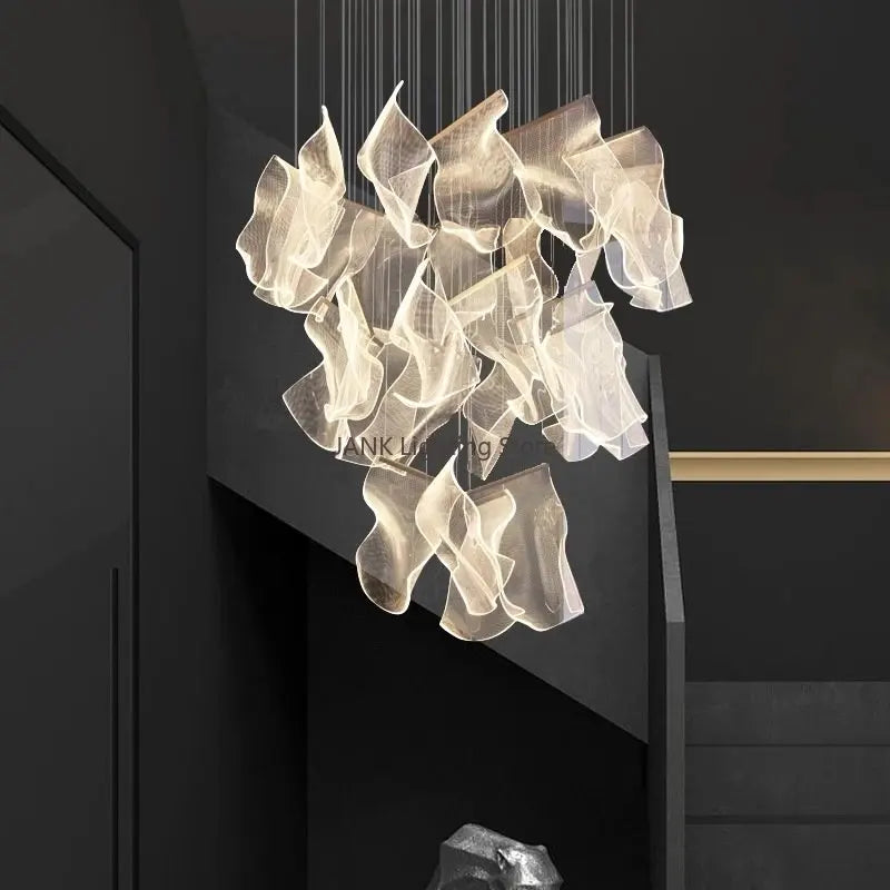 Afralia™ LED Art Acrylic Pendant Light for Modern Luxury Staircase Chandelier