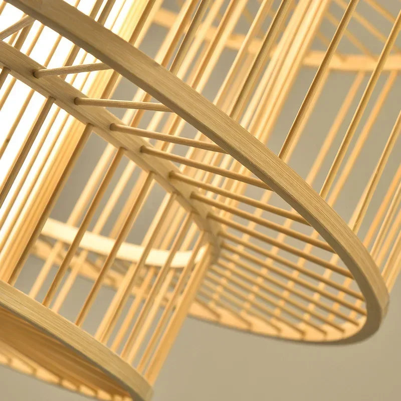 Afralia™ Bamboo Ceiling Chandelier for Home Garden Restaurant Bedroom Study Decoration Lamps