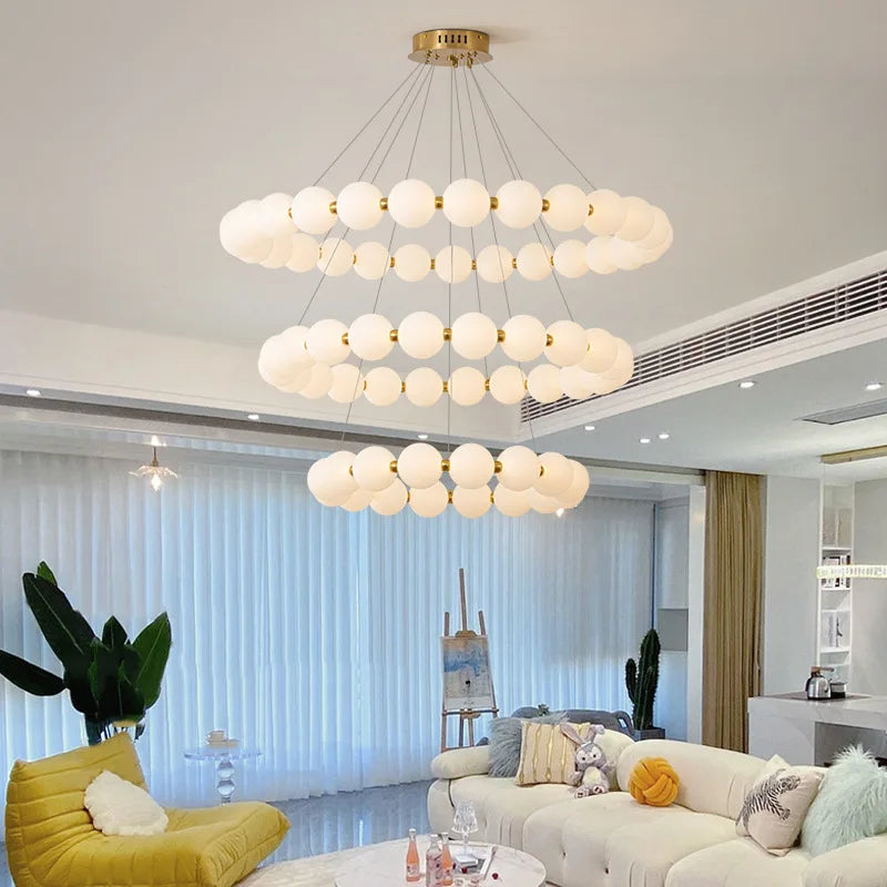 Afralia™ Nordic Ring LED Chandelier Acrylic Dimmable for Living Room Bedroom Hall