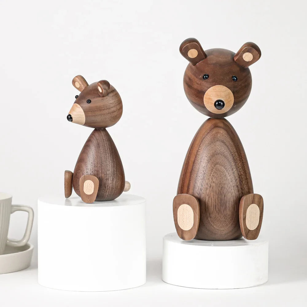 Afralia™ Wooden Bear & Squirrel Family Figurines - High Quality Nordic Design
