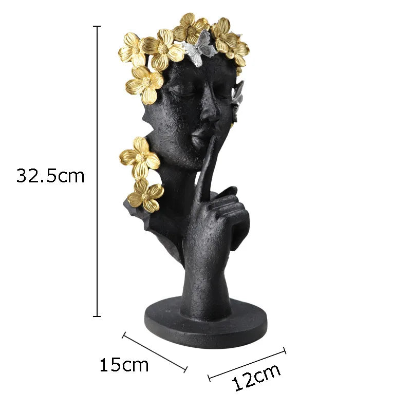 Afralia™ Gold Silence Is Gold Garland Figure Resin Sculpture Desk Decoration