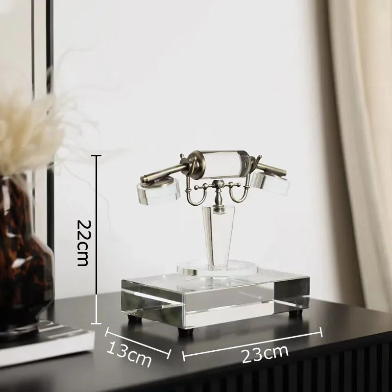 Afralia™ Crystal Telephone Sculpture Desk Decoration Retro Fixed Phone Room Decor Craft