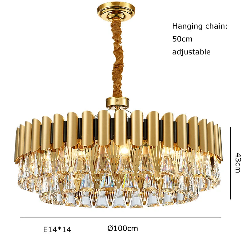 Afralia™ Gold Crystal Chandelier Lights LED Nordic Classic Living Room Lamparas