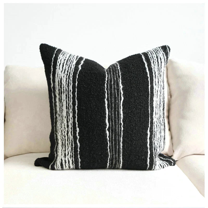 Afralia™ Plush Embroidered Striped Pillow Cases: Wabi-sabi Simplicity Cushion Covers