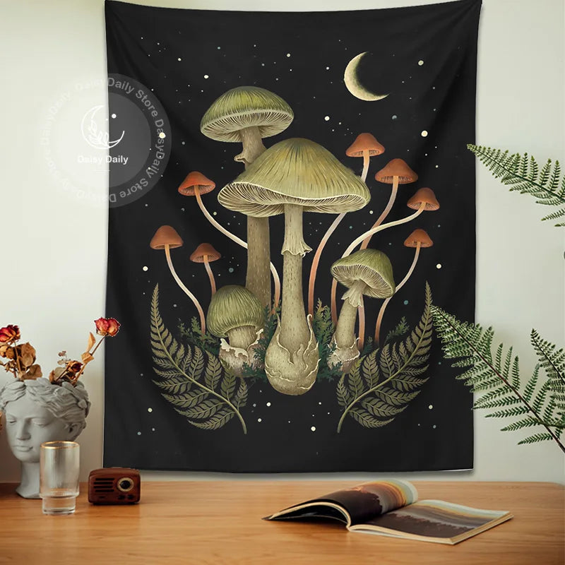 Afralia™ Botanical Mushroom Moom Tapestry Wall Hanging for Boho Living Room Decor