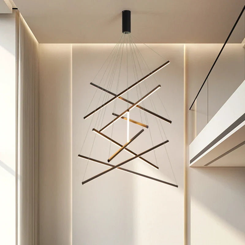 Afralia™ LED Stair Chandelier: Modern, Simple, Villa Hall, Hotel Decor, Indoor Lighting