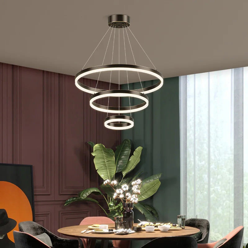 Afralia™ Nordic Circular Chandelier Hanging Pendant Light for Living Room and Dining Room