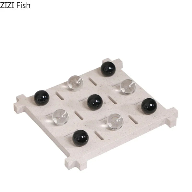 Afralia™ Acrylic Tic-Tac-Toe Chessboard Set - Geometric Art Desk Decoration with Casual Chess Pieces