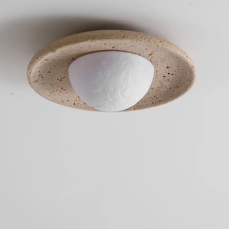 Afralia™ Yellow Travertine LED Ceiling Lamp, Modern Nordic 3D Print Light Fixtures