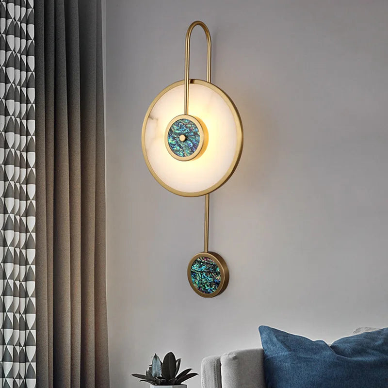 Afralia™ Retro Marble Round Wall Lamp: Minimalist LED Indoor Lighting for Living Room, Bedroom, Study