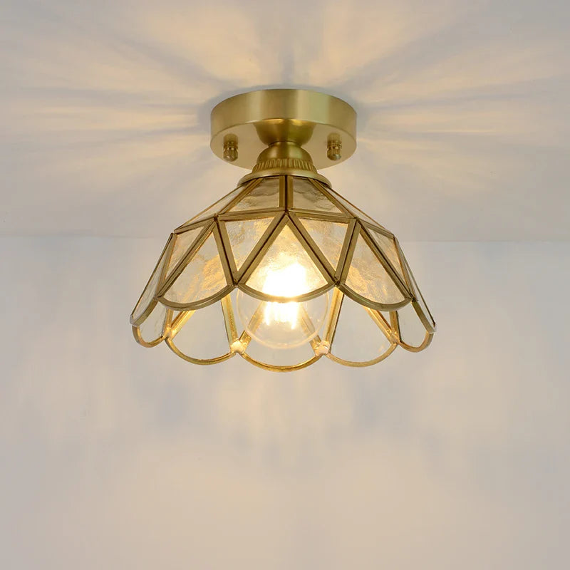 Afralia™ Glass Copper LED Ceiling Light - Nordic Home Lighting Fixture