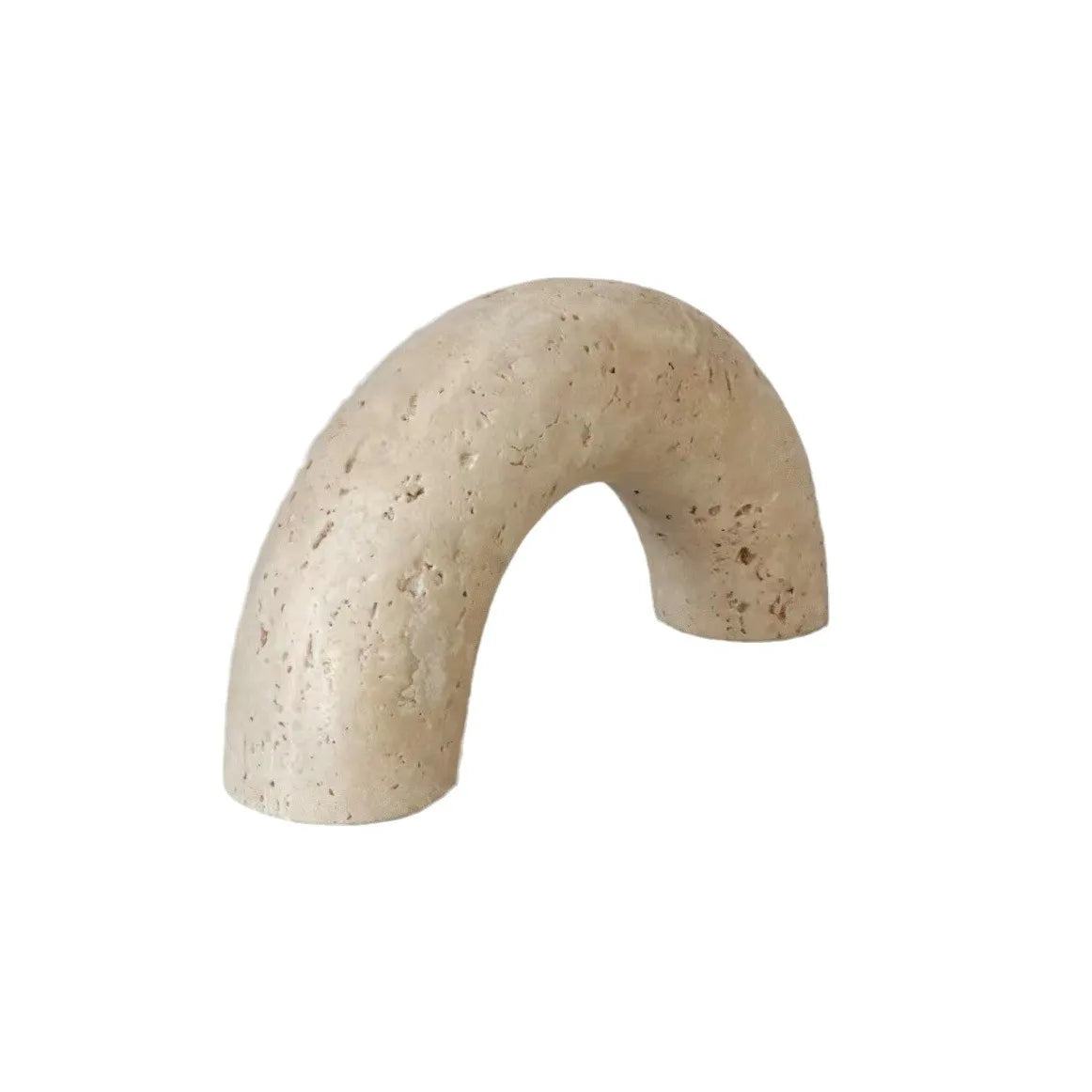 Afralia™ Marble Geometric Arch Sculpture: Elegant Yellow Cave Stone Ornament for Living Room.