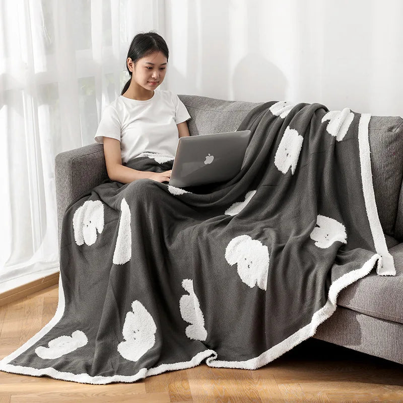 Afralia™ Cozy Flannel Blanket for Home Office - Double-Sided Knitted Sofa Cover & Quilt