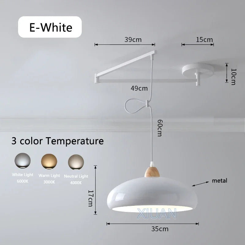 Afralia™ Modern Swing Arm Pendant Lamps PE Metal Sconces Dining Hanging Light