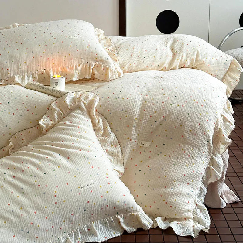 Afralia™ Luxury Nude Double-Layer Cotton Yarn Quilt Cover for Single Double Size Bed