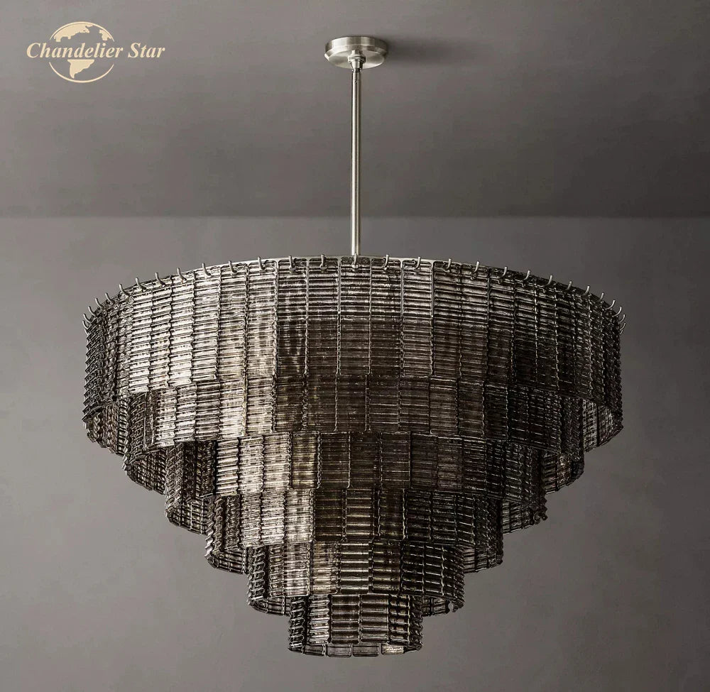 Afralia™ Sirene Smoke Glass Chandelier: Modern Round Hanging Lights for Living Room & Dining Room