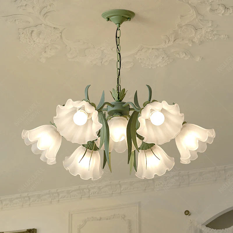 Afralia™ Nordic Green Flower Chandelier: Elegant Floral Ceiling Light for Home & Restaurant