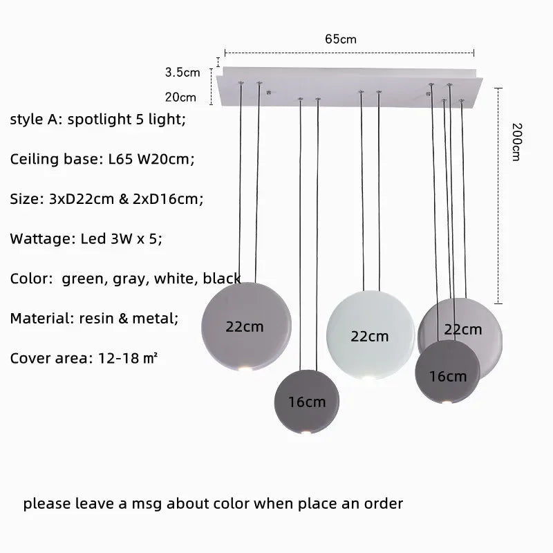 Afralia™ Nordic Bar Modern LED Pendant Light Resin Lustre Dining Room Hanging Lamp