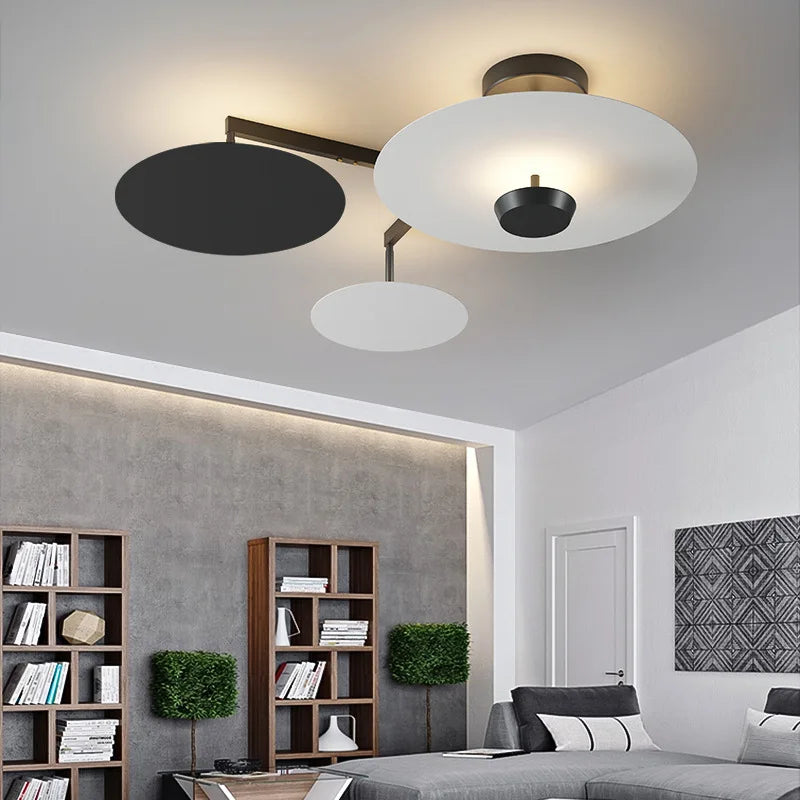 Afralia™ Black Gold Round Chandelier with Remote Control Dimming Ceiling Lights