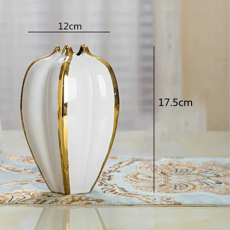 Afralia™ Ceramic Pumpkin Petal Vase Handmade Modern Home Decor Flower Arrangement