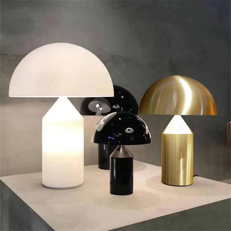 Afralia™ Atollo Black White Gold Mushroom Lamp for Bedroom Study Living Room Decor