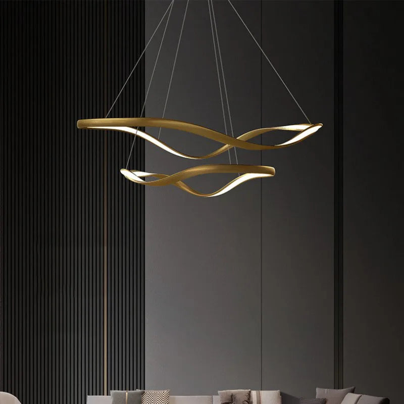 Afralia™ Modern LED Chandelier: Black, White, Gold, Aluminium, Adjustable Ring for Home Décor.