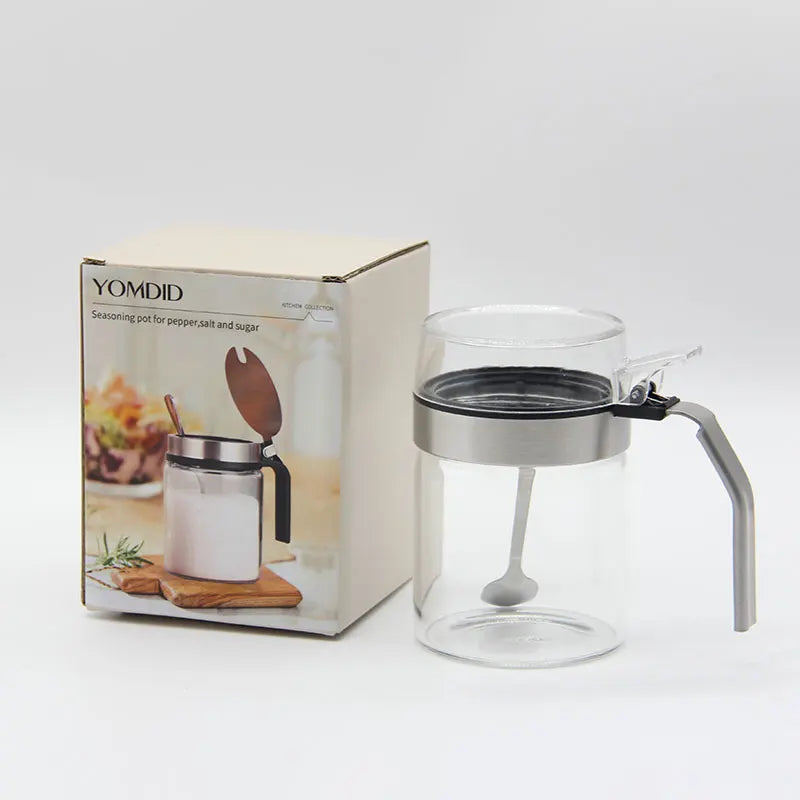 Afralia™ Glass Seasoning Pot with PP Lid Kitchen Supplies