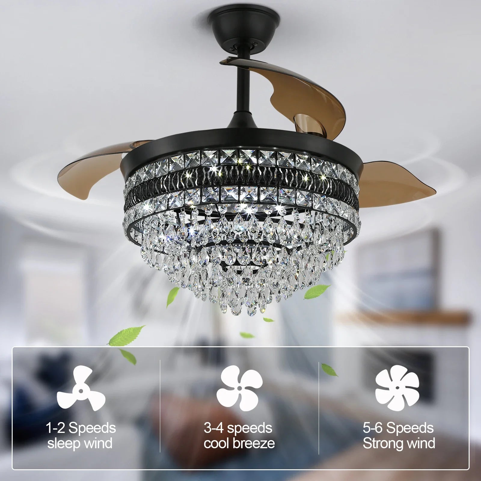 Afralia™ Smart Ceiling Fan with Pendant Lighting, 3-head LED Fandelier Lamp.
